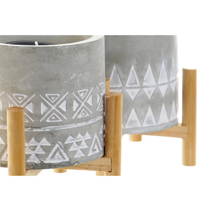 Свещ DKD Home Decor Сив Дървен Кафяв Цимент Алуминий Восък