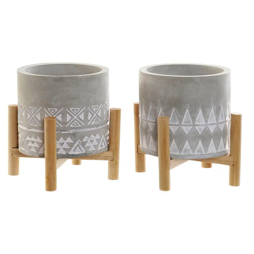 Свещ DKD Home Decor Сив Дървен Кафяв Цимент Алуминий Восък