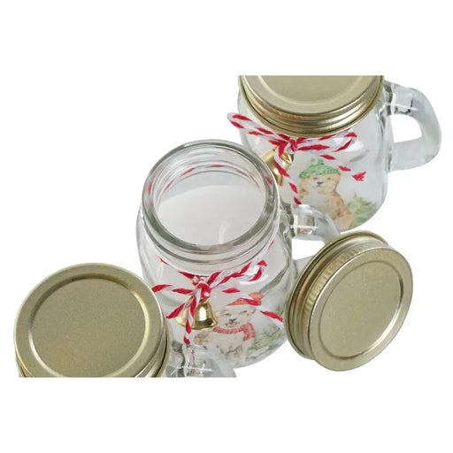 Свещ DKD Home Decor Бял Златен Коледа 8 x 5 x 9 cm (3 броя)