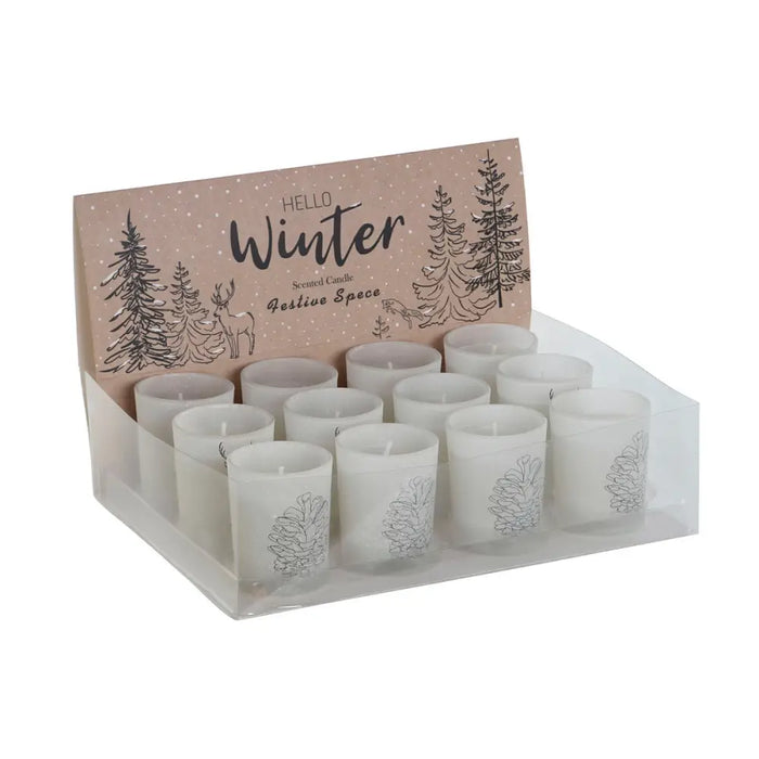 Свещ DKD Home Decor Бял Коледа 5 x 5 x 6 cm (3 броя)