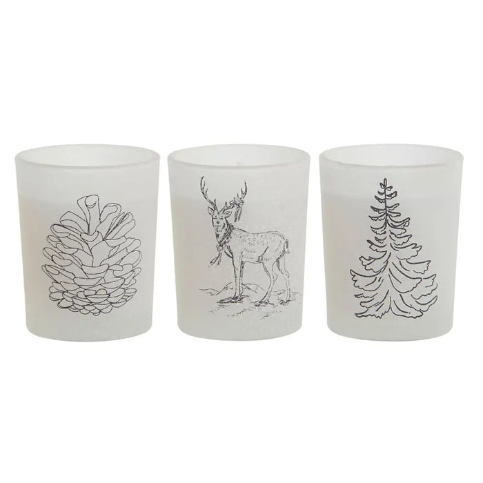 Свещ DKD Home Decor Бял Коледа 5 x 5 x 6 cm (3 броя)