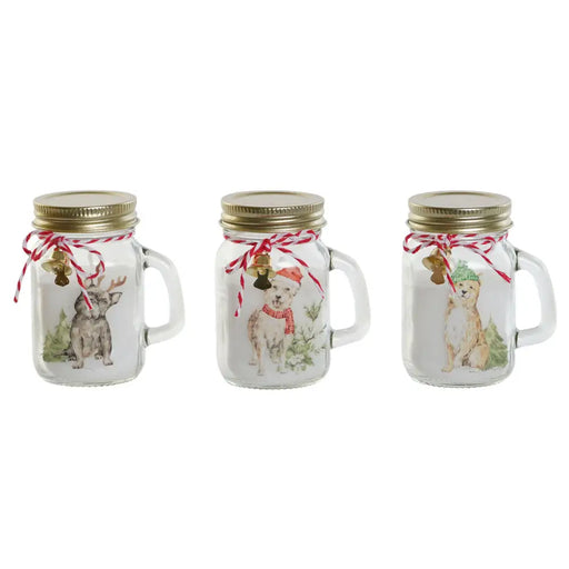 Свещ DKD Home Decor Бял Златен Коледа 8 x 5 x 9 cm (3 броя)