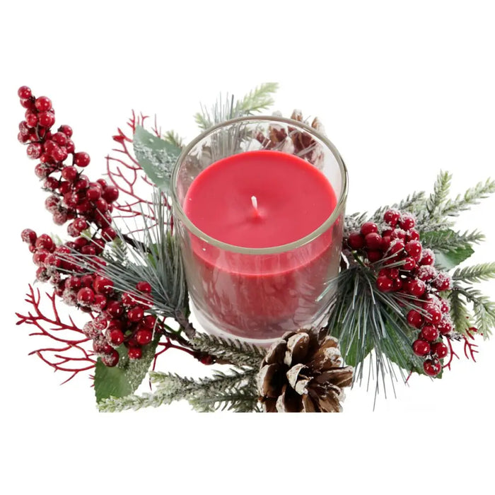 Свещ DKD Home Decor Червен Зелен 20 x 20 x 9 cm 8 x 8 x 9