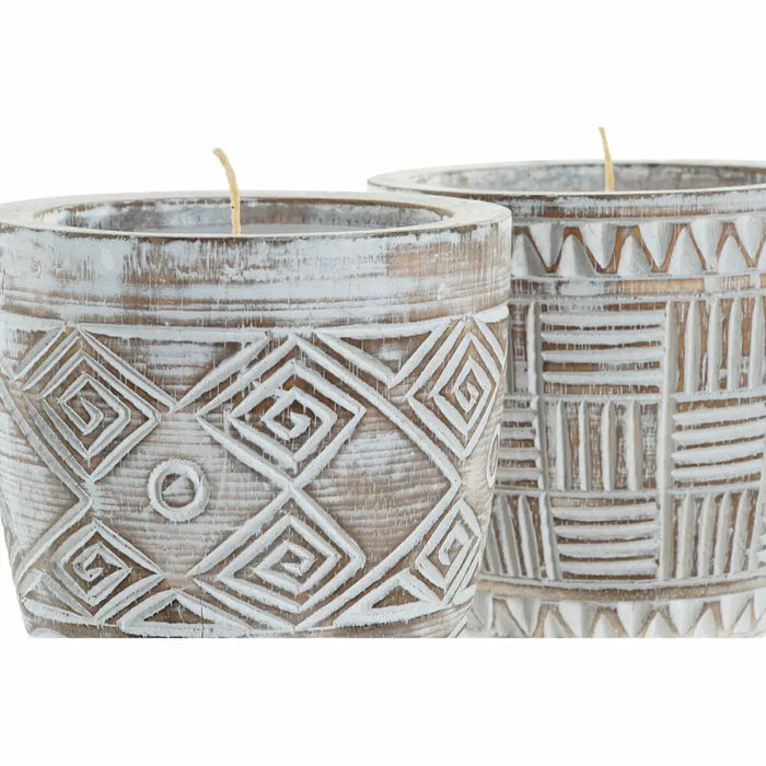 Свещ DKD Home Decor Дървен Восък (2 броя)