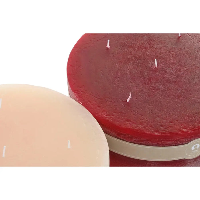 Свещ Home ESPRIT Червен Сметана Коледа 25 x 25 x 10 cm (2