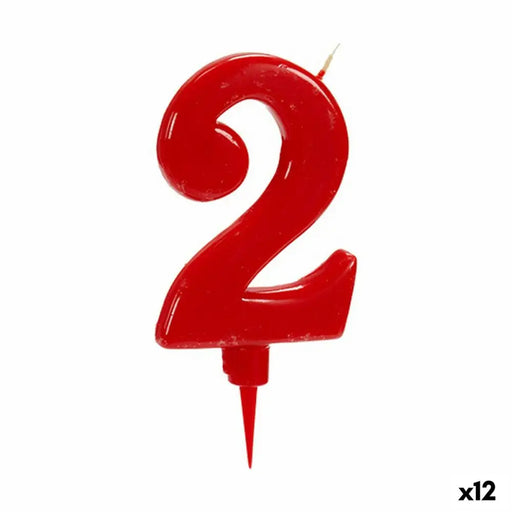 Свещ Рожден Ден Червен Номера 2 (12 броя)