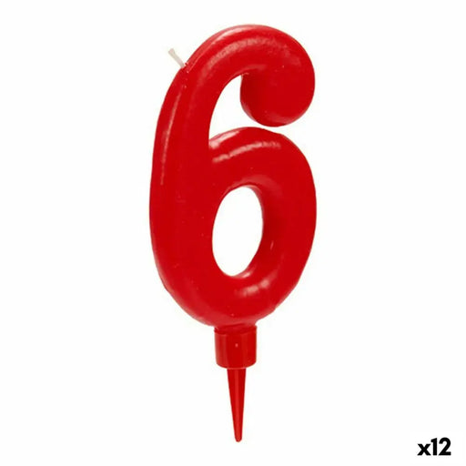 Свещ Рожден Ден Номера 6 Червен (12 броя)