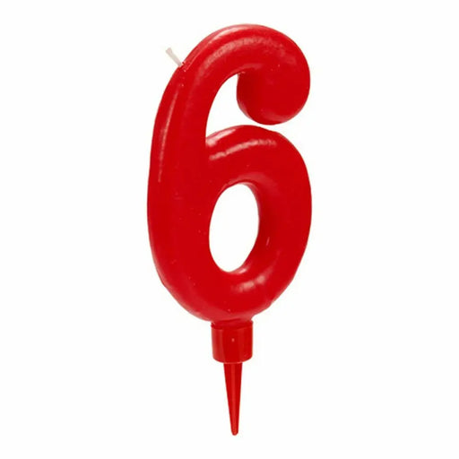 Свещ Рожден Ден Номера 6 Червен (12 броя)