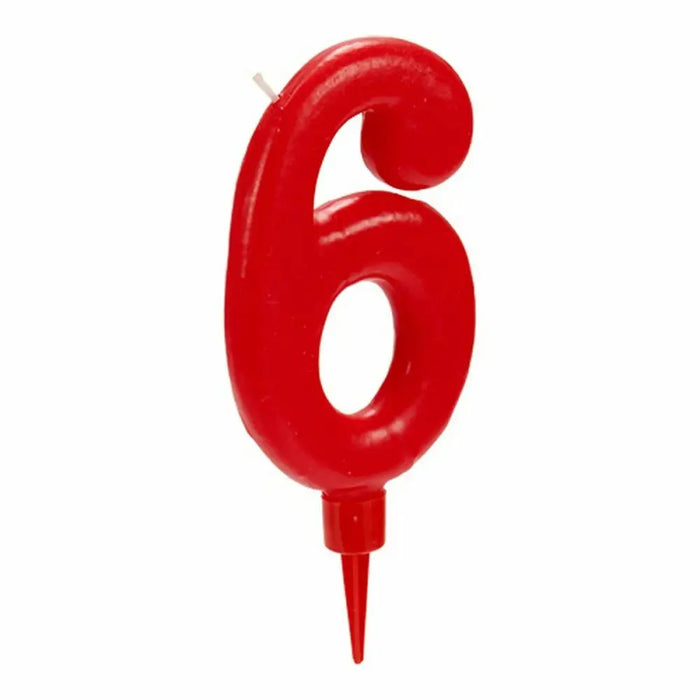 Свещ Рожден Ден Номера 6 Червен (12 броя)