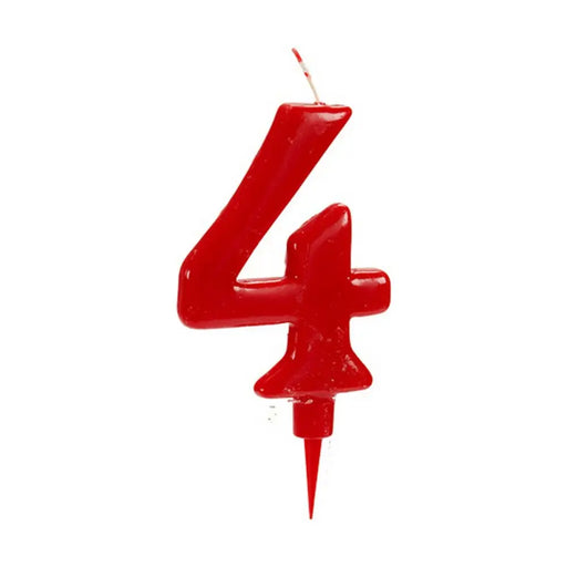 Свещ Рожден Ден Червен Номера 4 (12 броя)