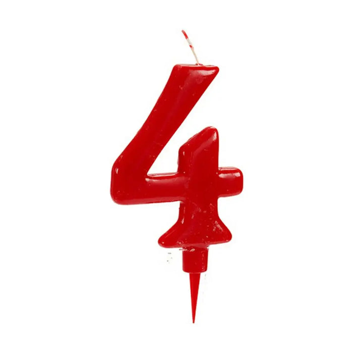 Свещ Рожден Ден Червен Номера 4 (12 броя)