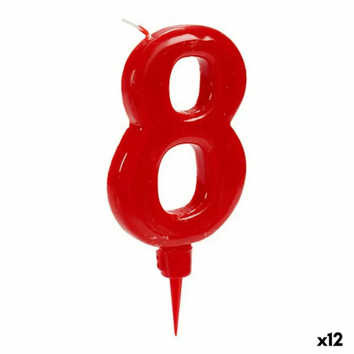 Свещ Червен Рожден Ден Номера 8 (12 броя)