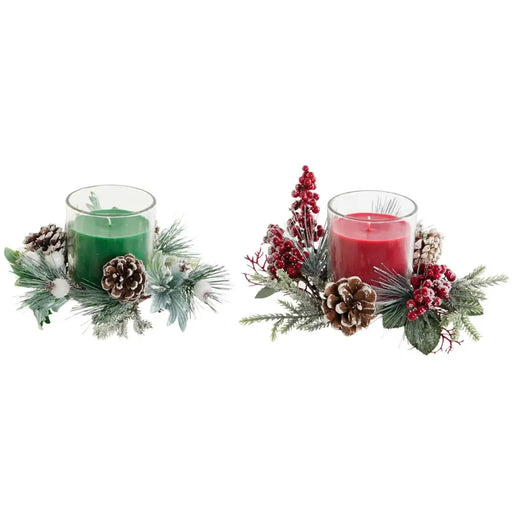 Свещ DKD Home Decor Червен Зелен 20 x 20 x 9 cm 8 x 8 x 9