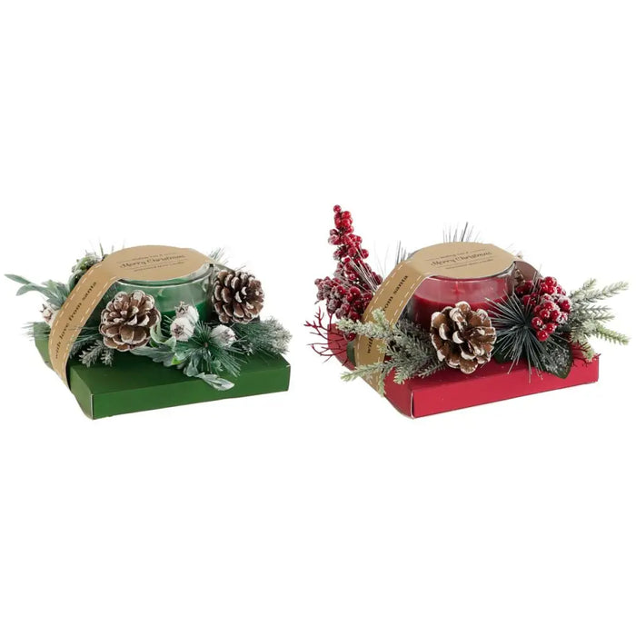 Свещ DKD Home Decor Червен Зелен 20 x 20 x 9 cm 8 x 8 x 9