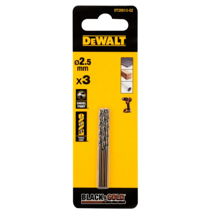СВРЕДЛО ЗА МЕТАЛ 2.5MM DEWALT 3БР