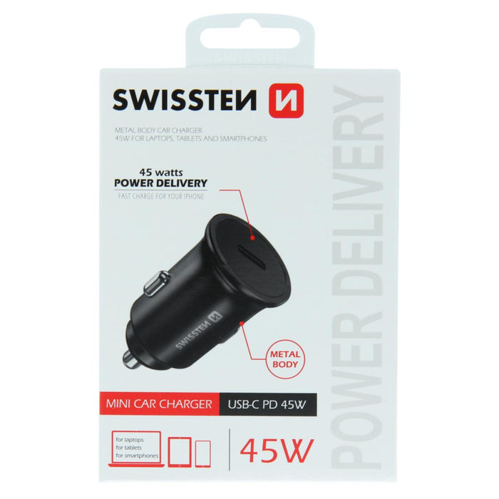 ЗАРЯДНО ЗА АВТОМОБИЛ 45W BLACK SWISSTEN