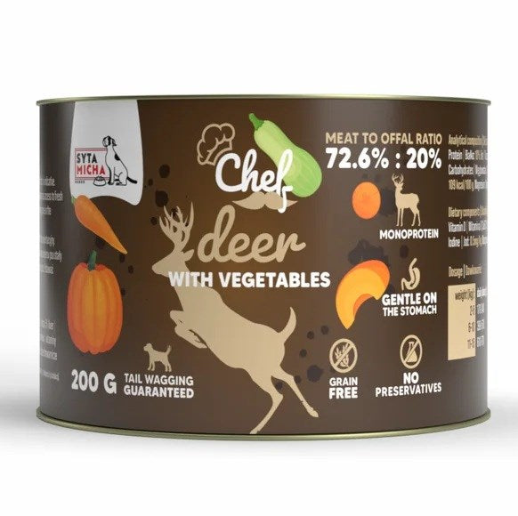 SYTA MICHA Chef Deer със зеленчуци Mono - мокра храна за кучета - 200 г