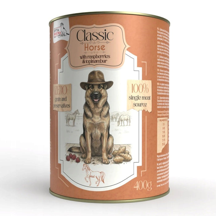 SYTA MICHA Classic Mono Horse с малини и йерусалимски артишок - мокра храна за кучета - 400 г