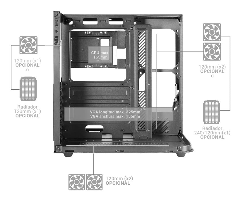 Mars Gaming MC-INFINIOLITE Midi Tower Черен