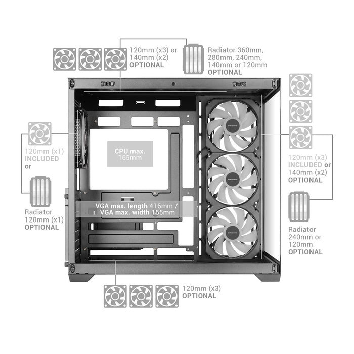 Mars Gaming MCV5 кутия за компютър, Midi Tower, черна