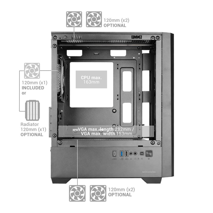 TACENS MARS MC-VECTOR 4xARGB USB-C mATX- обудова/калъфи