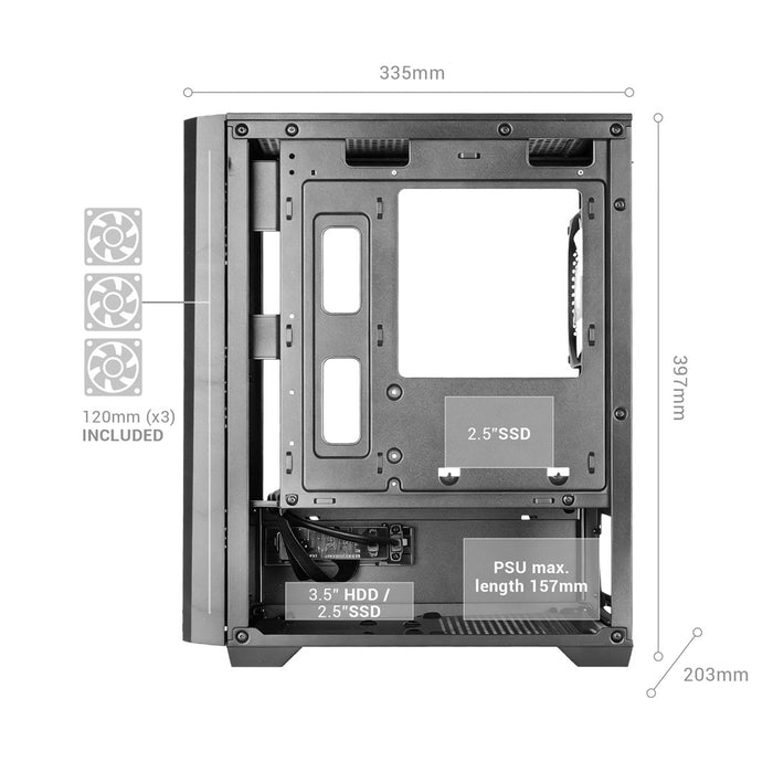 TACENS MARS MC-VECTOR 4xARGB USB-C mATX- обудова/калъфи
