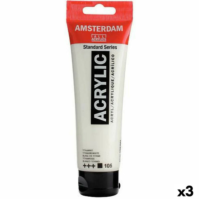Акрилна боя Talens Amsterdam Бял 120 ml (3 броя)