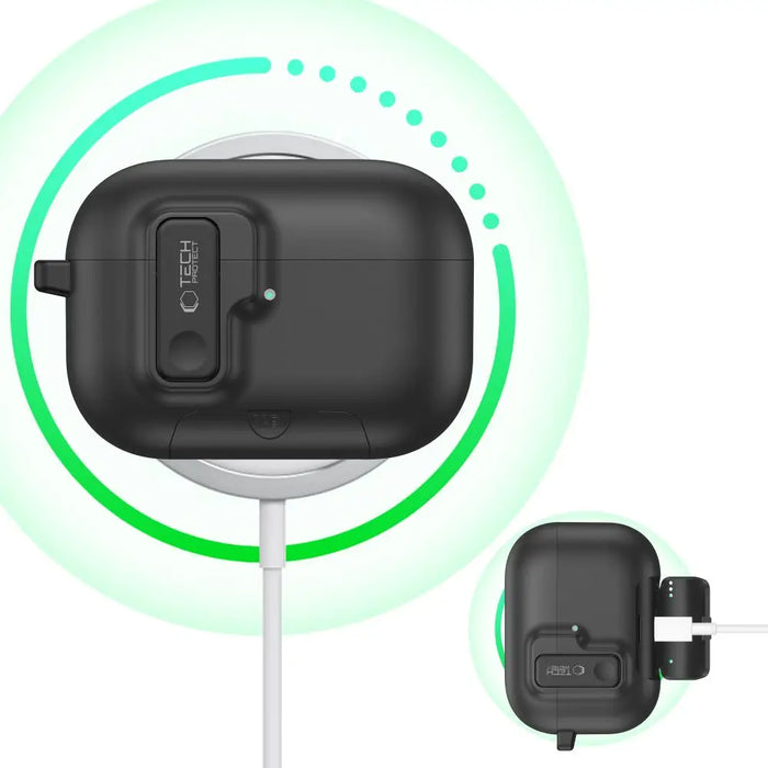 Тънък калъф Tech-Protect с кука за AirPods Pro 3 - черен