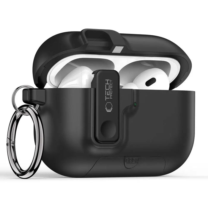 Тънък калъф Tech-Protect с кука за AirPods Pro 3 - черен