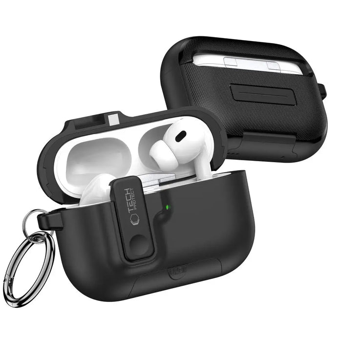 Тънък калъф Tech-Protect с кука за AirPods Pro 3 - черен