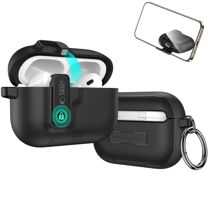 Тънък калъф Tech-Protect с кука за AirPods Pro 3 - черен