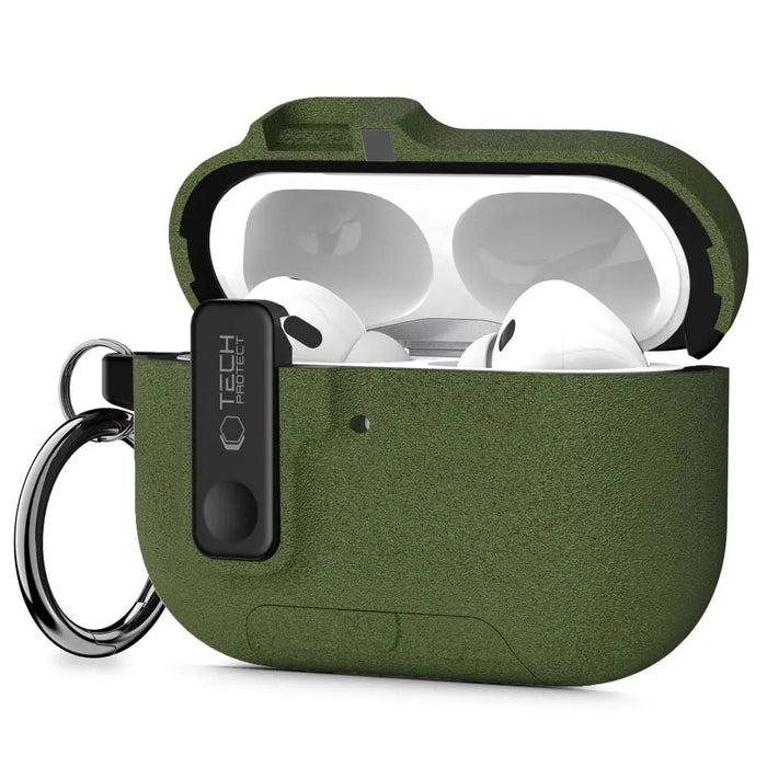 Тънък калъф Tech-Protect с кука за AirPods Pro 3 - зелен