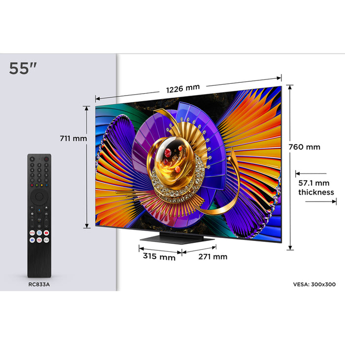 Телевизор TCL 55C7L 4K ULTRA HD SQD-Mini LED SMART TV, GOOGLE TV, 55.0 ", 139.0 см