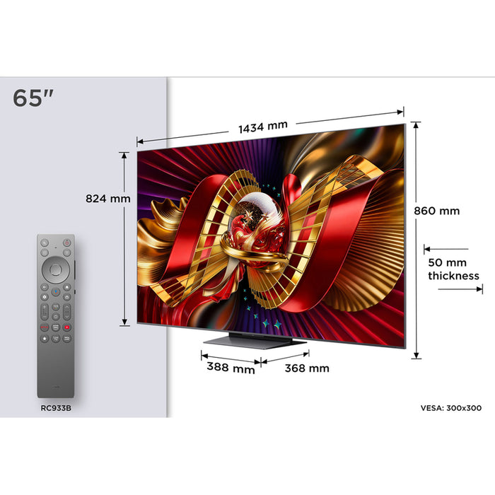 Телевизор TCL 65C8L 4K ULTRA HD SQD-Mini LED SMART TV, GOOGLE TV, 65.0 ", 164.0 см