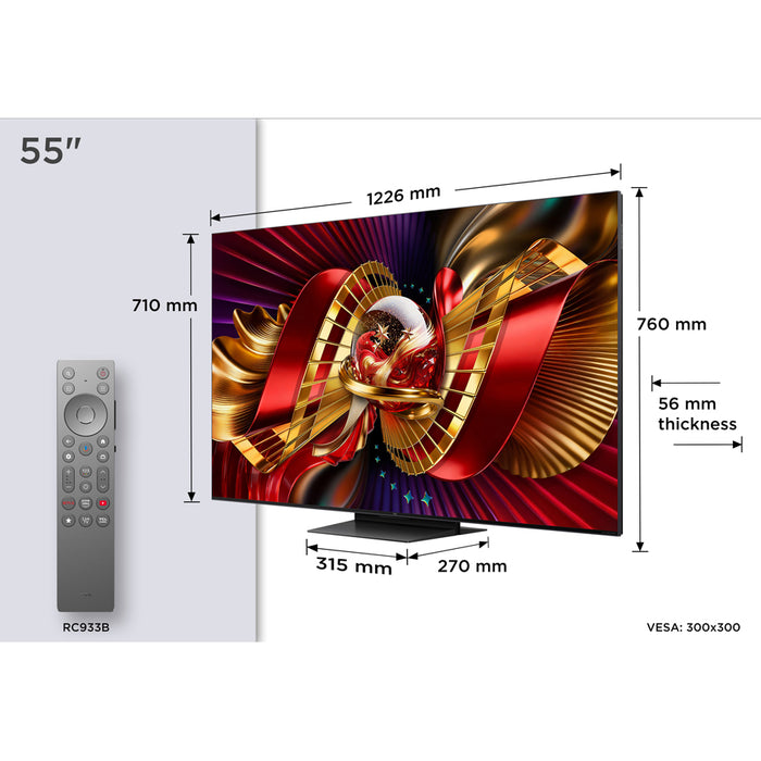 Телевизор TCL 55C8L 4K ULTRA HD SQD-Mini LED SMART TV, GOOGLE TV, 55.0 ", 139.0 см