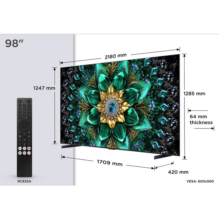 Телевизор TCL 98Q6C , 248 см, 3840x2160 UHD-4K , 98 inch, QLED , Sm