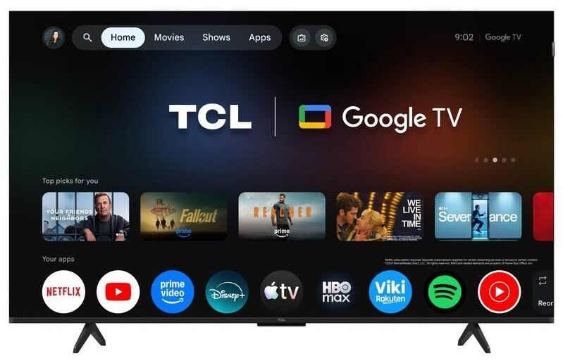 Смарт телевизор TCL - P7L 43P7L, 43'', QLED, 4K, черен