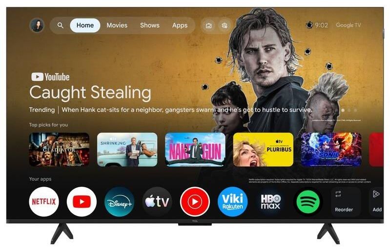 Смарт телевизор TCL - P7L 43P7L, 43'', QLED, 4K, черен