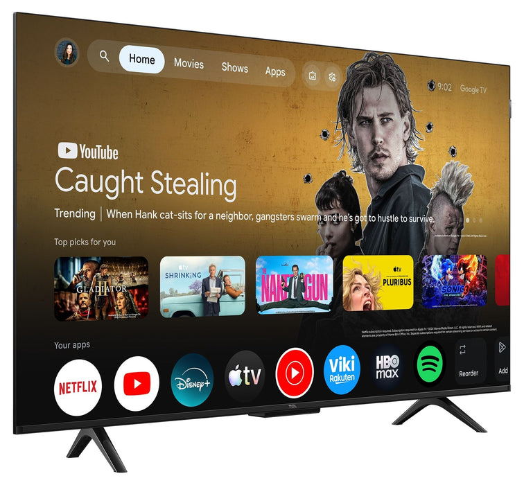 Смарт телевизор TCL - P7L 43P7L, 43'', QLED, 4K, черен