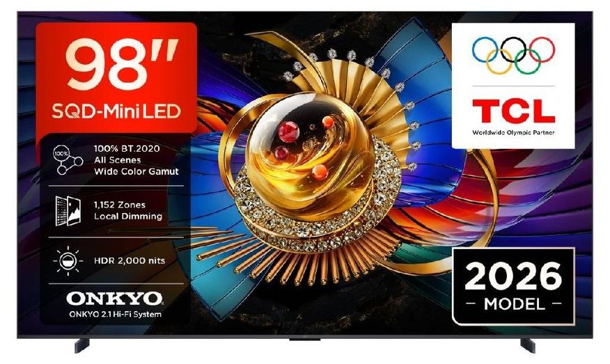 Смарт телевизор TCL - Q7D Pro, 98'', SQD-Mini LED, 4K, 144 Hz, черен