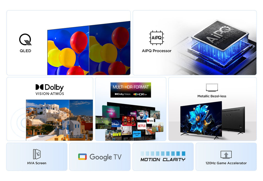 TCL P7K 43P7K телевизор 109.2 см (43") 4K Ultra HD Smart TV Wi-Fi Металик 430 cd/m²