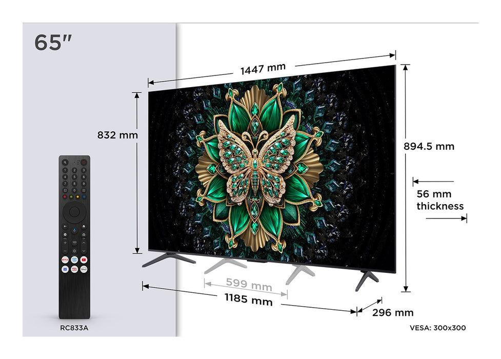TCL C6K 65C6K Телевизор 165,1 cm (65") 4K Ultra HD Smart TV Wi-Fi Метален