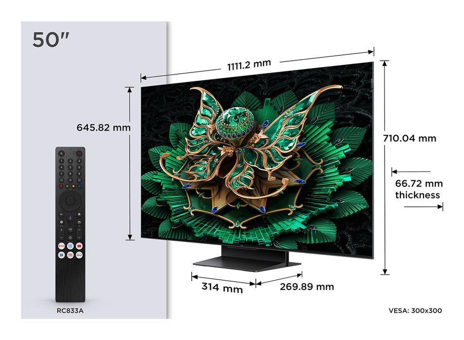 TCL 50C7K телевизор 127 см (50") 4K Ultra HD Smart TV Wi-Fi Металик 2000 cd/m²