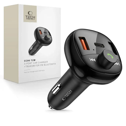 Tech-Protect CC06 3-port PD72W зарядно за кола с трансмитер