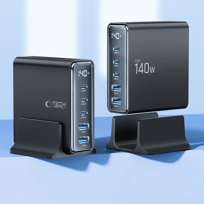Tech-Protect DC140W-GAN 5-PORT PD140W/QC3.0 зарядна станция