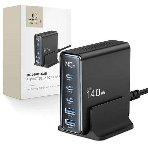 Tech-Protect DC140W-GAN 5-PORT PD140W/QC3.0 зарядна станция