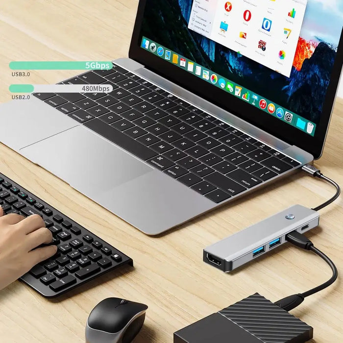 Tech-Protect HB01 HUB Adapter 5in1 USB-C + USB3.0 + HDMI 4K