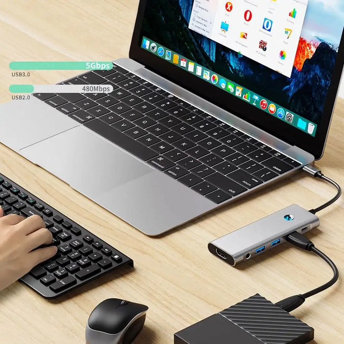 Tech-Protect HB04 HUB Adapter 9in1 USB-C + USB2.0 + USB3.0