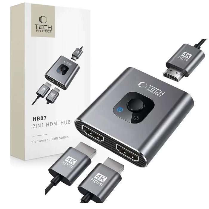 Tech-Protect HB07 HUB Adapter 2in1 HDMI 4K 60HZ - сив