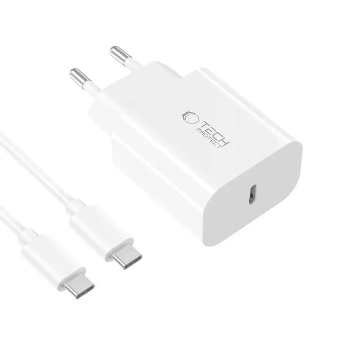 Tech-Protect NC20W PD20W USB-C стенно зарядно с USB-C кабел